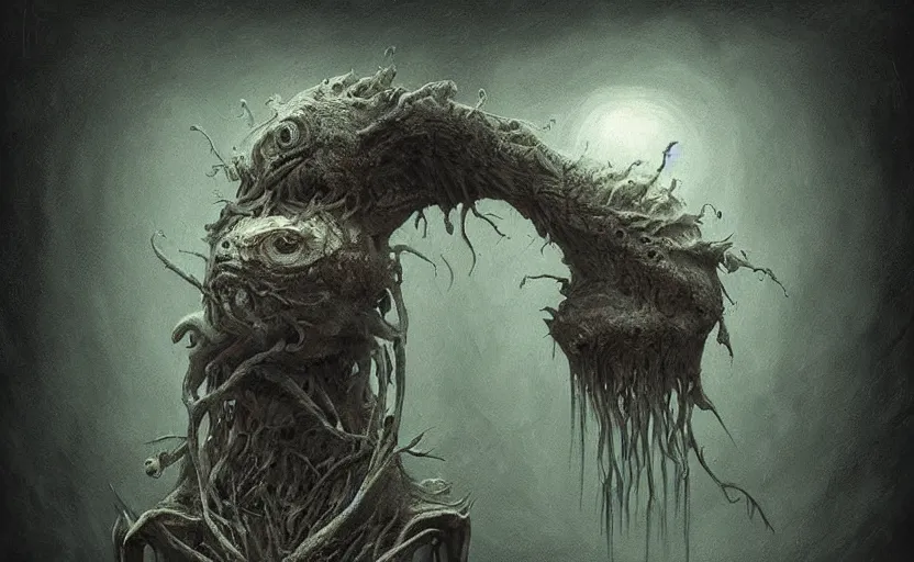 Prompt: a surreal painting a painting of a strange creature, by anton semenov and anato finnstark