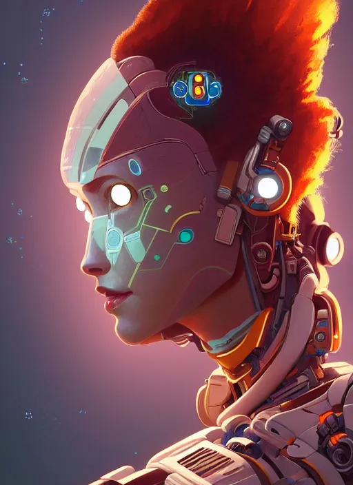 Image similar to symmetry!! portrait of a robot astronaut, tech face, floral! horizon zero dawn machine, intricate, elegant, highly detailed, digital painting, artstation, concept art, smooth, sharp focus, illustration, art by artgerm and greg rutkowski and alphonse mucha, 8 k