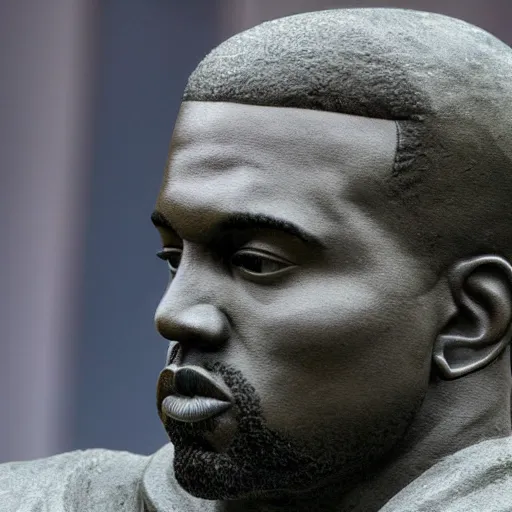 Image similar to a granite statue of kanye west, photograph