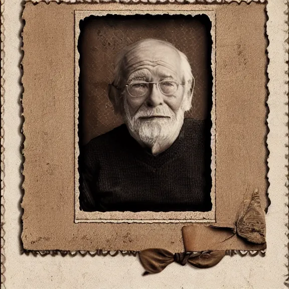 Image similar to portrait of an old man, sepia, scrapbooking, photo montage