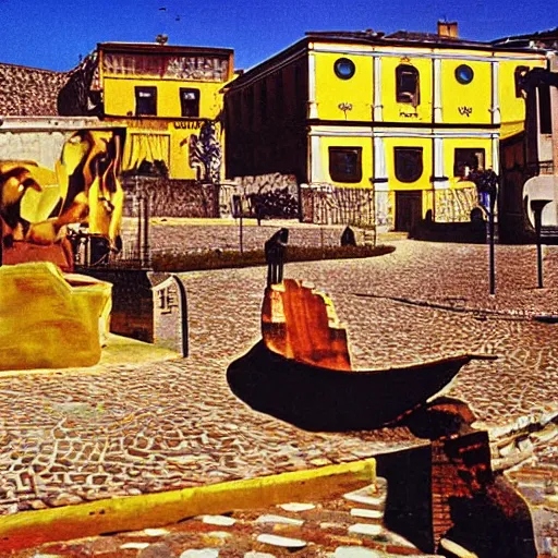 Prompt: town, photo, photography, salvador dali