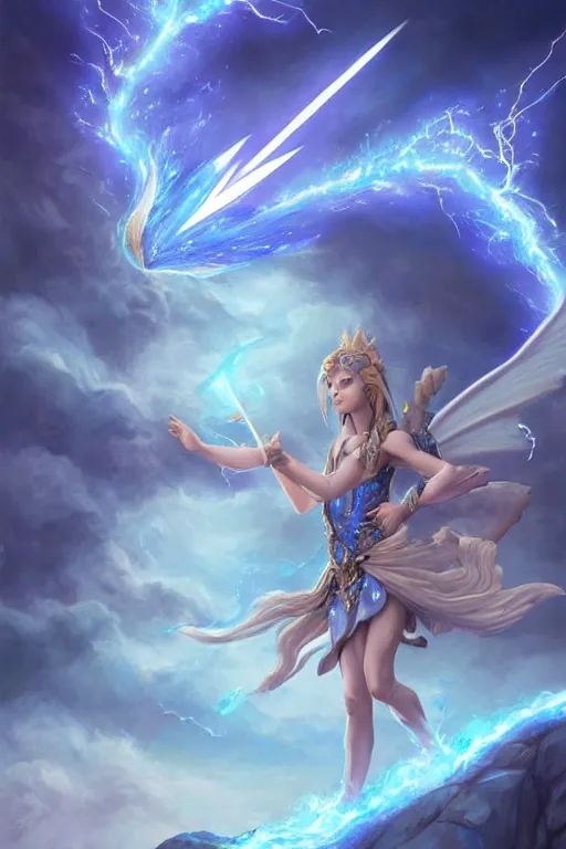 Image similar to legendary fairy prince casting a lightning spell,, lightning energy, blue energy, highly detailed, d & d, fantasy, highly detailed, digital painting, trending on artstation, concept art, sharp focus, illustration, global illumination, ray tracing, realistic shaded, art by artgerm and greg rutkowski and fuji choko and viktoria gavrilenko and hoang lap