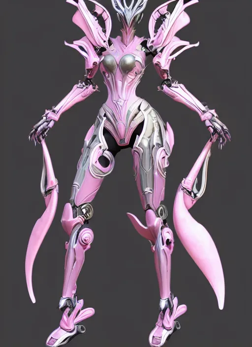 Image similar to extremely detailed goddess shot, front shot, low shot, of a beautiful saryn warframe, that's a giant beautiful stunning anthropomorphic robot female dragon with metal cat ears, posing elegantly, detailed sharp robot dragon claws, sharp clawed robot dragon feet, streamlined pink armor, thick smooth warframe thighs, long elegant tail, detailed warframe fanart, destiny fanart, high quality digital art, giantess art, furry art, 3D realistic, warframe art, Destiny art, furaffinity, DeviantArt, artstation, 8k HD, octane render