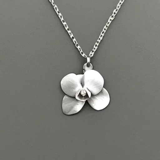 Prompt: silver necklace, realistic, orchid