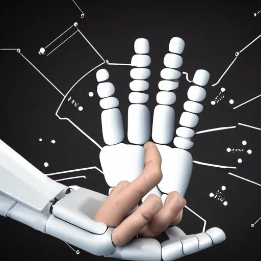 Prompt: robotic hand in the palm of the hand is the world interconnected by the internet