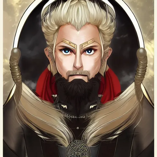 Image similar to portrait of odin allfather, anime fantasy illustration by tomoyuki yamasaki, kyoto studio, madhouse, ufotable, trending on artstation