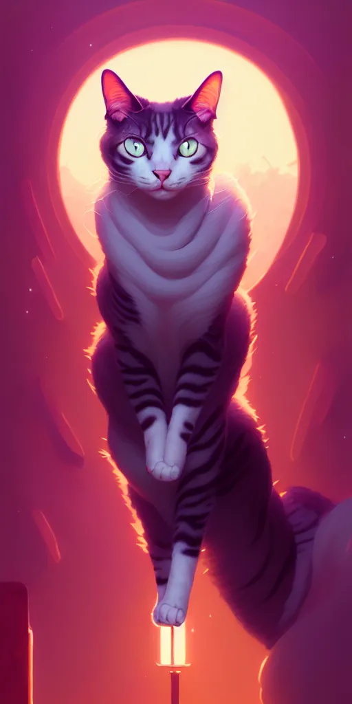 Image similar to portrait of humanoid cat, highly detailed vfx portrait, unreal engine, greg rutkowski, loish, rhads, beeple, makoto shinkai and lois van baarle, ilya kuvshinov, rossdraws, tom bagshaw, alphonse mucha, global illumination, detailed and intricate environment