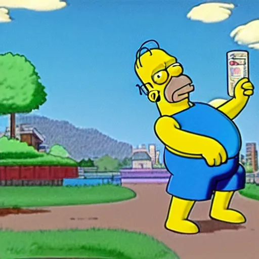 Image similar to a still of homer simpson in pokemon ( 1 9 9 7 )