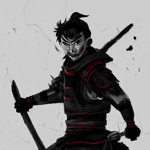 Image similar to upper body illustration ofa samurai master in full armor, he wears a demon mask, bleak and oppressive atmosphere, distress, mattepainting concept blizzard pixar maya engine on stylized background splash comics global illumination lighting artstation, sharp focus, lois van baarle, ilya kuvshinov, rossdraws