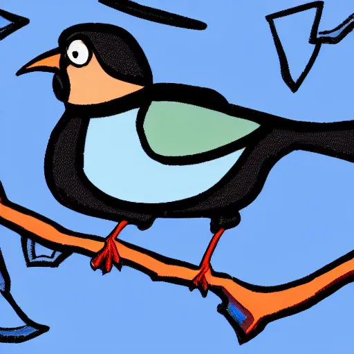 Image similar to bird looking directly into camera in cartoon style