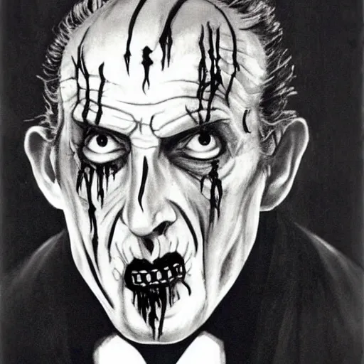 Prompt: vincent price as a sith lord with a zombie face