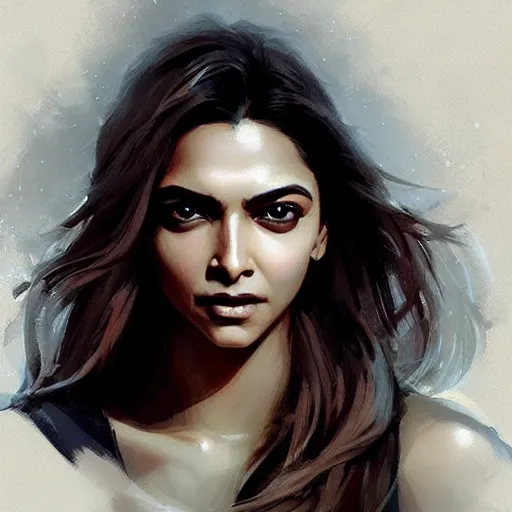 Image similar to “ portrait of deepika padukone by greg rutkowski, young, attractive, highly detailed portrait, scifi, digital painting, artstation, concept art, smooth, sharp foccus ilustration, artstation hq ”