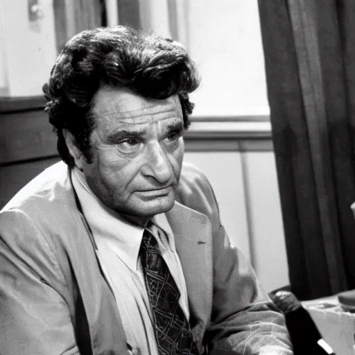 Prompt: peter falk looking confused, colorized, 4k