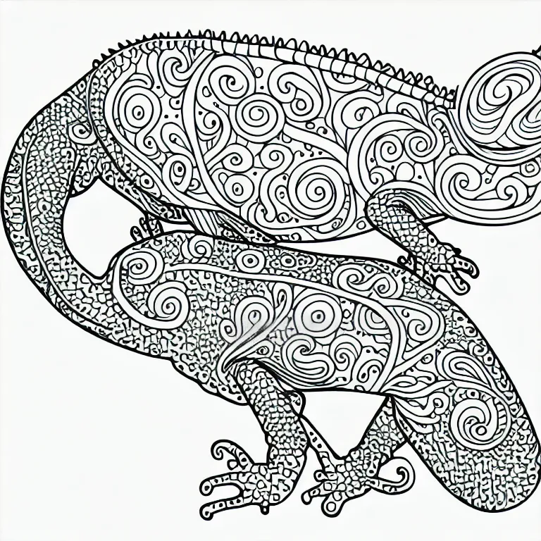 Image similar to beautiful chameleon, ornamental, fractal, line art, vector, outline, simplified, colouring page