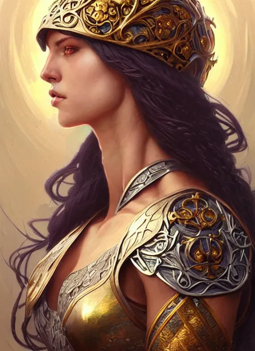 Image similar to Muscular and powerful medieval knight portrait, art nouveau, fantasy, intricate flower designs, elegant, highly detailed, sharp focus, art by Artgerm and Greg Rutkowski