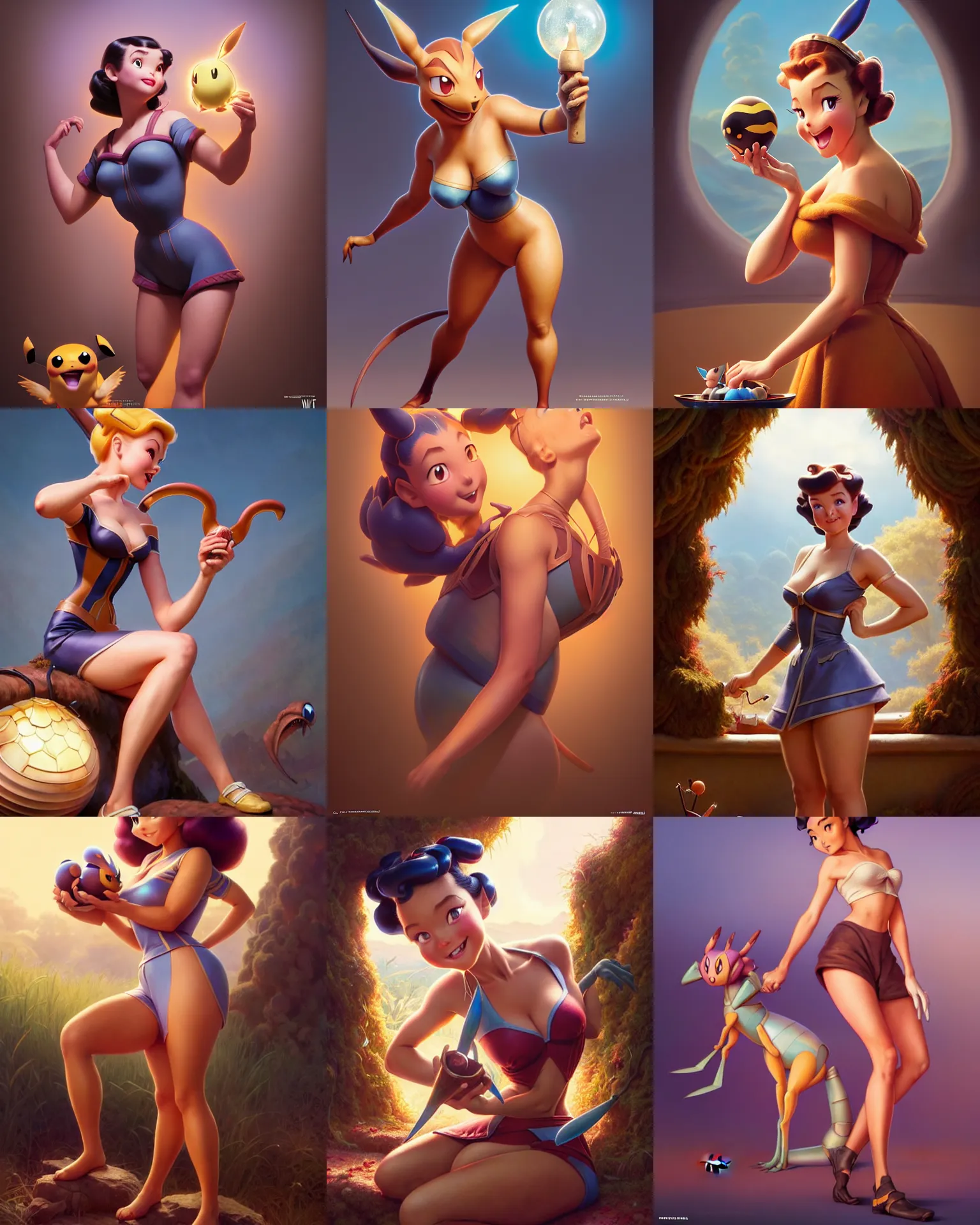 Prompt: weta disney pixar movie still pinup photo of eevvee pokemon humanisation : : by weta, gil elvgren, greg rutkowski, wlop, ilya kuvshinov, artgerm, marvel, maxim cover, octane render, sweaty, iridescent, bright morning, anime, liosh : :