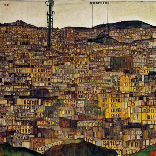 Prompt: scientific illustration of san francisco, egon schiele portrait style