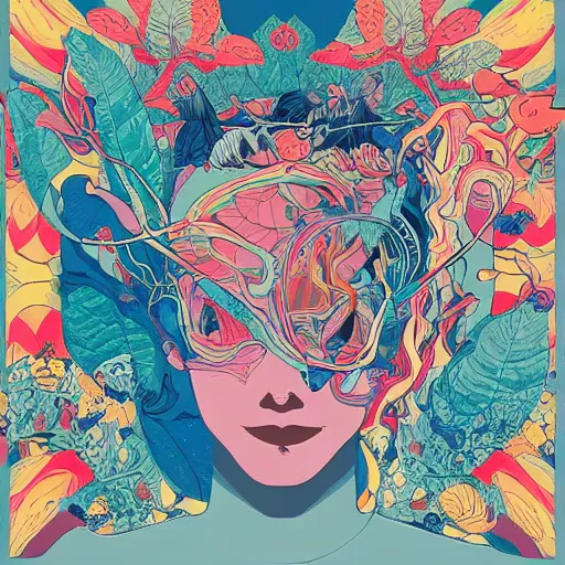 Prompt: album cover design in beautiful modern colors by james jean