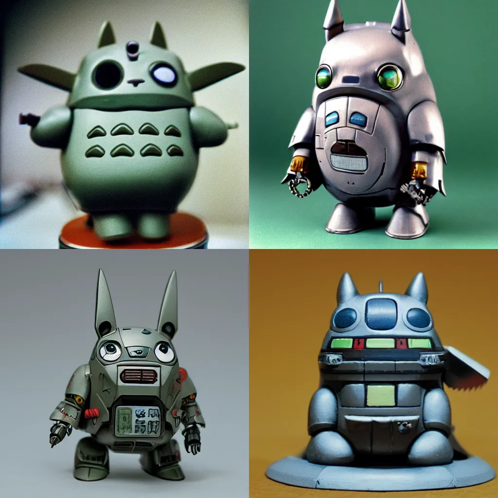 Prompt: mecha totoro miniature by games workshop, kodak kodachrome 400