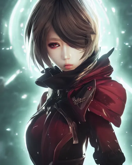 Prompt: beautiful portrait of code vein character, tzuyu from twice in code vein in the style of WLOP, artgerm, yasutomo oka, rendered in unreal engine and redshift octane , dynamic dramatic lighting, soft lighting, imagine fx, artstation, cgsociety, by Bandai Namco artist
