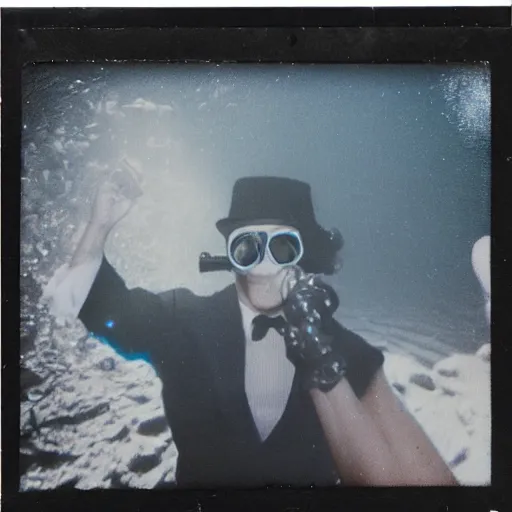 Image similar to underwater smoke formal party on the moon photo polaroid