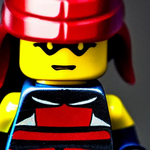 Image similar to Macro photography of a Lego samurai, depth of field, highly detailed