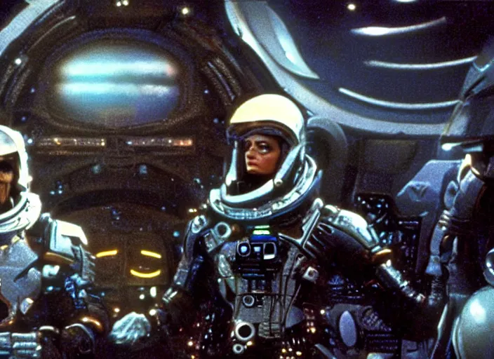 Prompt: a still from a 1 9 8 0 s sci - fi space opera movie directed by ridley scott, paul verhoven