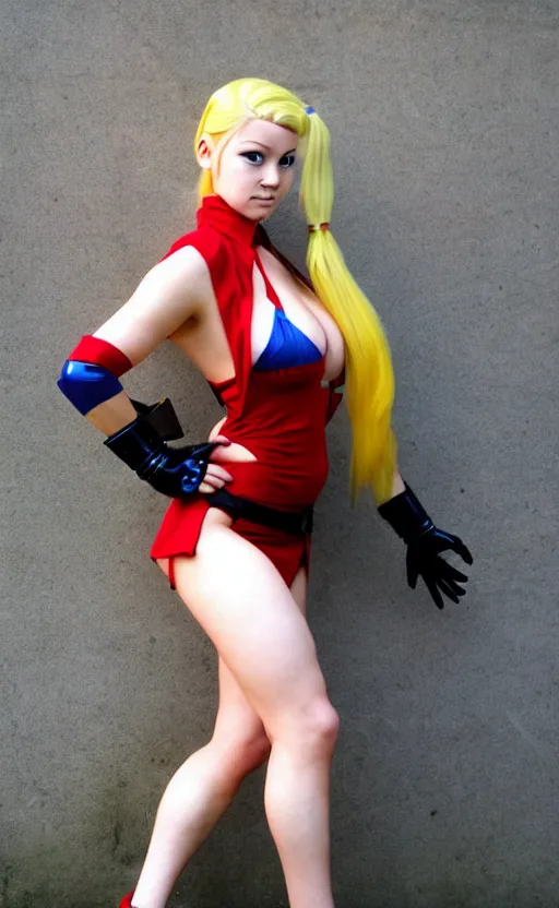 Image similar to cosplaying as cammy from street fighter, professional photo, trending on deviantart