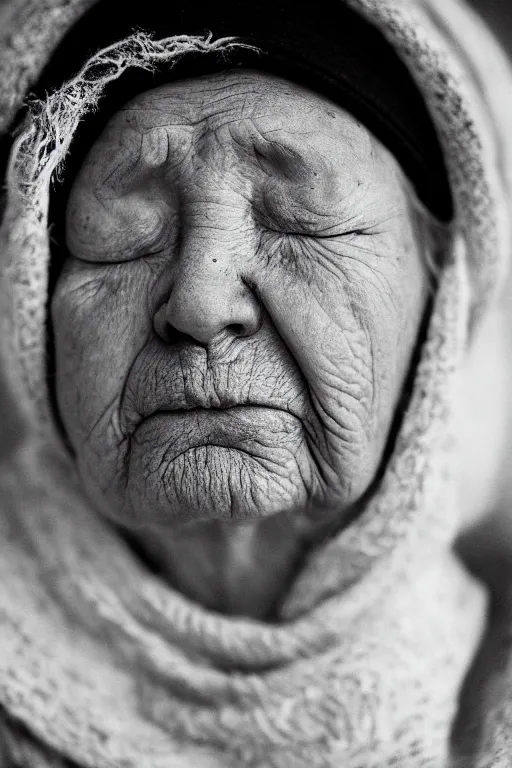Image similar to Realistic high resolution black and white photography with 80 mm f/12 lens of old women with their eyes closed, emitting SPECTRAL PSYCHOFLUID from their mouths