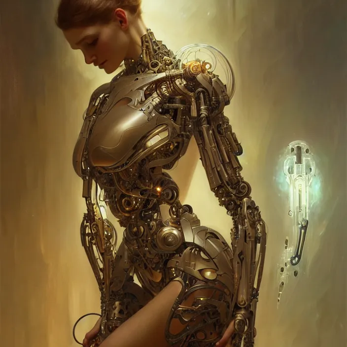 Image similar to organic cyborg, diffuse lighting, fantasy, intricate, elegant, highly detailed, lifelike, photorealistic, digital painting, artstation, illustration, concept art, smooth, sharp focus, art by john collier and albert aublet and krenz cushart and artem demura and alphonse mucha