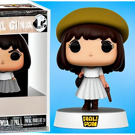 Image similar to Elmiira; funko pop of girl with short brown hairm, wearing a beret; white shirt; funko pop