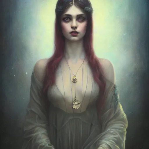 Prompt: a portrait of a young woman, by tom bagshaw