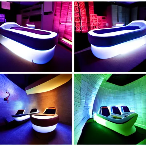 Image similar to cybernetic healing pods, diverse healing pods, humans in healing pods, from the side, floating bodies, wide wide angle, vivid, elaborate, highly detailed, beautiful lighting