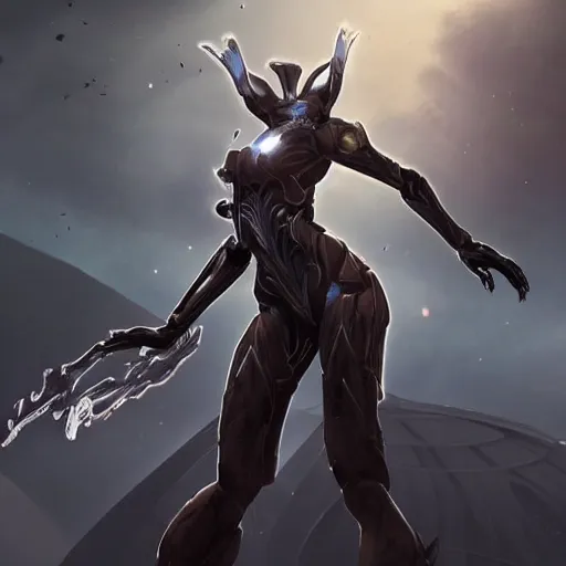 Image similar to beautiful and stunning giant prime female warframe, doing an elegant pose over you, you looking up at her from the ground pov shot, unaware of your existence, slick elegant design, sharp claws, detailed shot legs-up, highly detailed art, epic cinematic shot, realistic, professional digital art, high end digital art, DeviantArt, artstation, Furaffinity, 8k HD render, epic lighting, depth of field