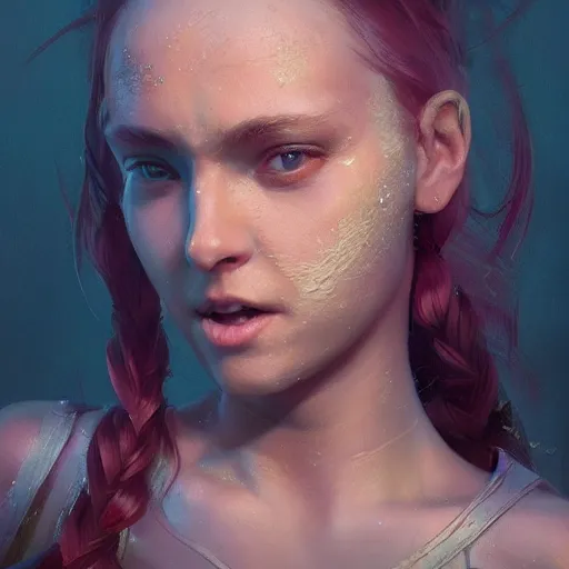 Image similar to a beautiful portrait of a female huggy wuggy from poppy playtime video game, oil painting, Greg Rutkowski, Charlie Bowater, Beeple, unreal 5, DAZ, hyperrealistic, octane render, RPG portrait, dynamic lighting, fantasy art, beautiful face