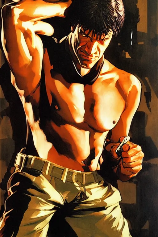 Image similar to attractive man, pulp fiction, painting by j. c. leyendecker, yoji shinkawa, katayama bokuyo