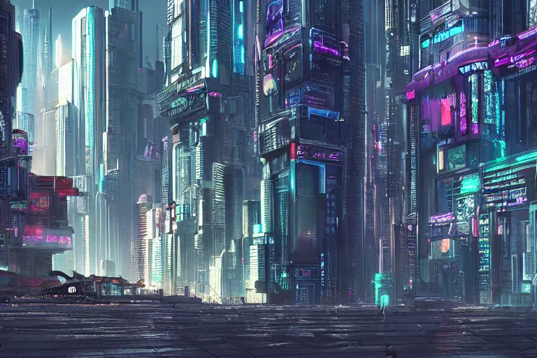 Image similar to a magnificent cyberpunk city. photorealism.