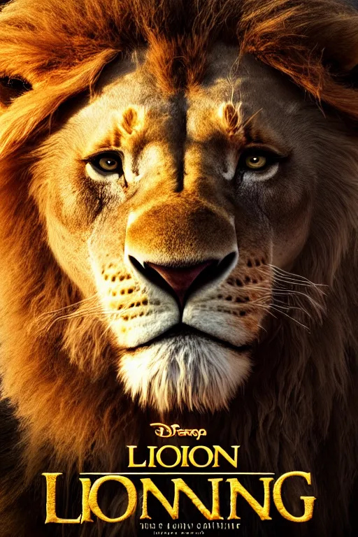 Image similar to lion king movie poster, cgi, cinema, realistic