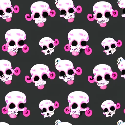 Image similar to seamless tileable pattern of black skulls and pink horses jacquard