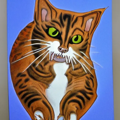 Image similar to hybrid cat and sturgeon, unusual animal, quality art in color