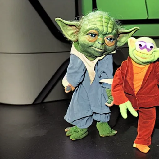 Image similar to yoda hosting the muppet show