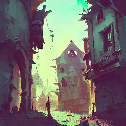 Image similar to lone zombie exploring medieval town streets, inspired by Marc Simonetti and Anton Fadeev