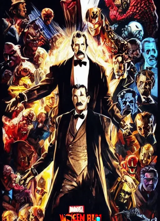 Image similar to vincent price in the marvel cinematic universe, official poster artwork, movie poster, highly detailed