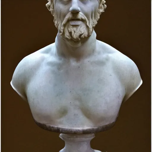 Image similar to ” marble bust of a man who figure out the meaning of life, [ facial expression, emotion, face, photoreal, ultra detail, intricate, masterpiece, dslr, museum ] ”