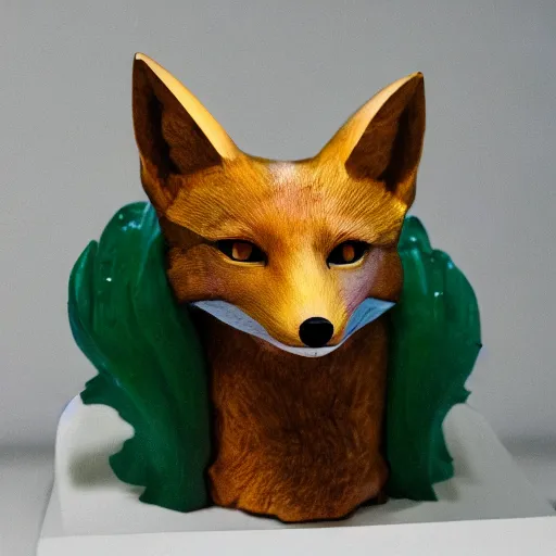 Image similar to Portrait photography of an Emerald fox sculpture