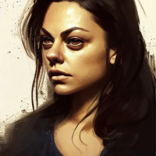 Image similar to “ portrait of mila kunis by greg rutkowski, young, attractive, highly detailed portrait, scifi, digital painting, artstation, concept art, smooth, sharp foccus ilustration, artstation hq ”