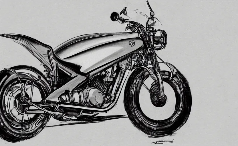 Image similar to 1 9 7 0 s honda sport motorcycle concept, sketch, art,