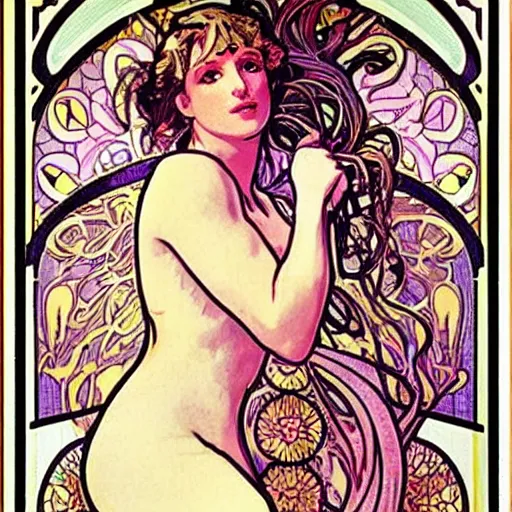 Image similar to Britney Spears art nouveau Alphonse Mucha