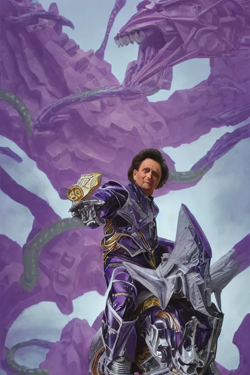 Prompt: portrait of johnny cash as purple ranger from power rangers riding on mecha cowboy snake bull zord, intricate, highly detailed, smooth, artstation, digital illustration by Ruan Jia and Mandy Jurgens and Artgerm and Wayne Barlowe and Greg Rutkowski and Zdislav Beksinski