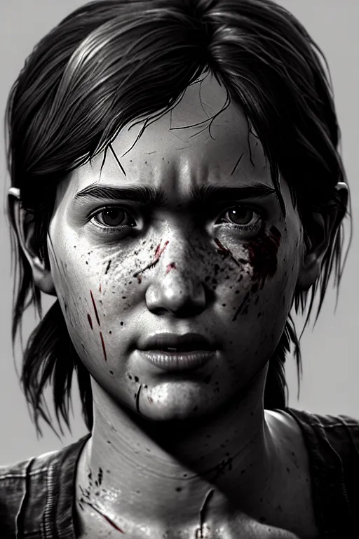 Prompt: ultra detailed facial portrait of ellie from the last of us part 2, digital art, character portrait, highly detailed, trending on artstation, cinematic lightning, sharp focus, perfect face, pretty face, fine - face, illustration, 8 k, ultra texture, artgerm
